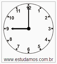 Relógio 9 h 00 min