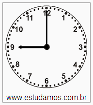 Relógio 9 h 00 min