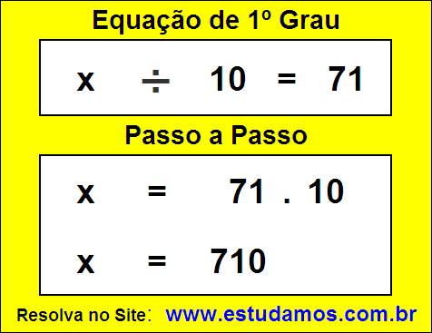 Passo a Passo Para Resolver Equação de 1º Grau de Divisão