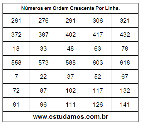 Números em Ordem Crescente 18