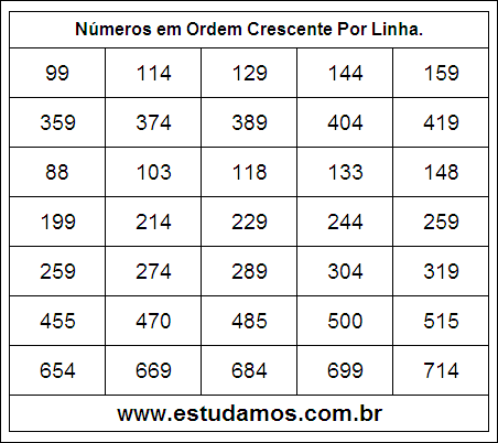 Números em Ordem Crescente 19