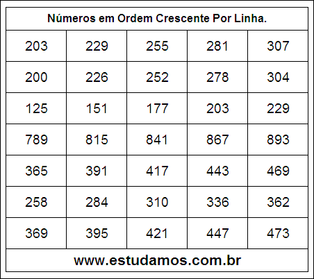 Números em Ordem Crescente 3