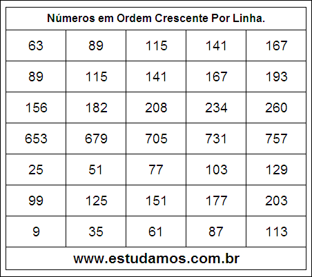 Números em Ordem Crescente 9