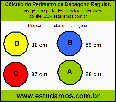 Decágono Regular Com Lados Medindo 89 cm