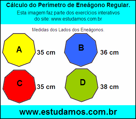 Eneágono Regular Com Lados Medindo 35 cm