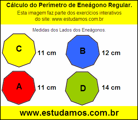 Eneágono Regular Com Lados Medindo 14 cm