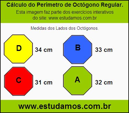 Octógono Com Lados Medindo 34 cm