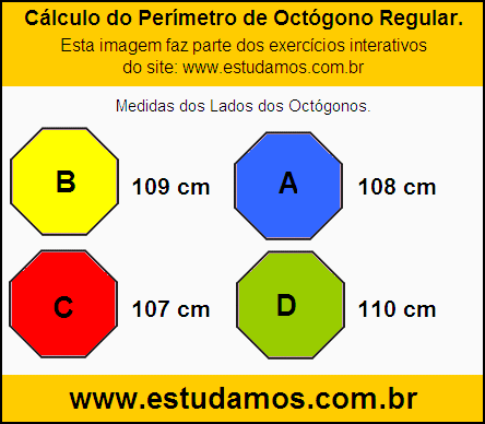 Octógono Com Lados Medindo 110 cm