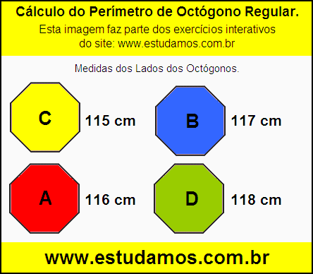 Octógono Com Lados Medindo 116 cm