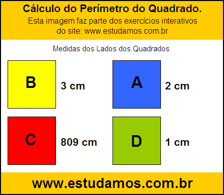 Perímetro Quadrado Com Lados Medindo 2 cm