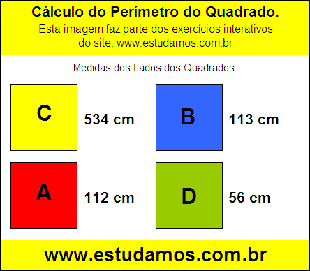 Perímetro Quadrado Com Lados Medindo 112 cm