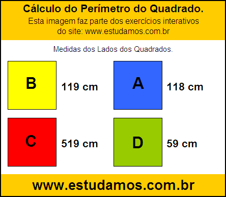Perímetro Quadrado Com Lados Medindo 118 cm