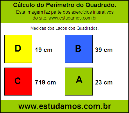 Perímetro Quadrado Com Lados Medindo 23 cm