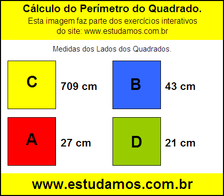 Perímetro Quadrado Com Lados Medindo 27 cm