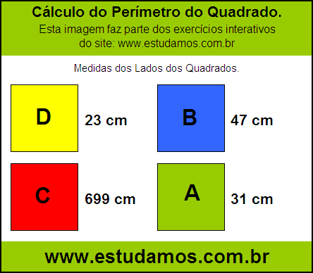 Perímetro Quadrado Com Lados Medindo 31 cm