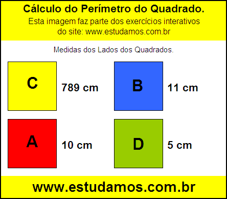 Perímetro Quadrado Com Lados Medindo 10 cm