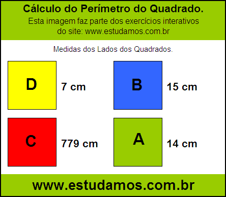 Perímetro Quadrado Com Lados Medindo 14 cm