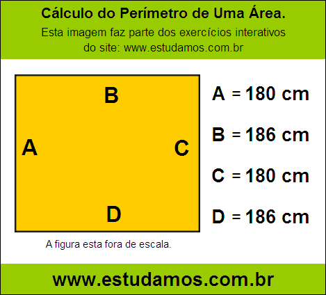 Retângulo Medindo 186 cm na Base e 180 cm de Altura