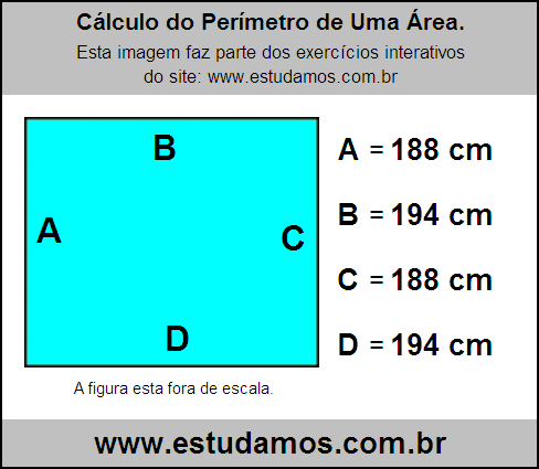 Retângulo Medindo 194 cm na Base e 188 cm de Altura