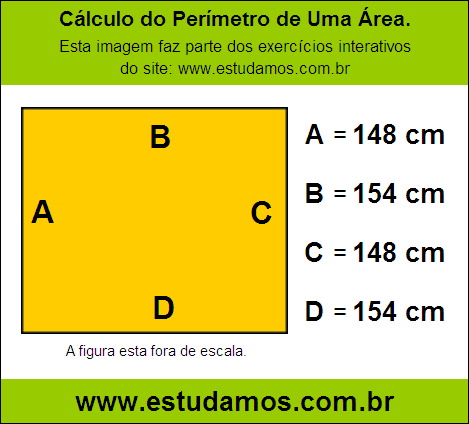 Retângulo Medindo 154 cm na Base e 148 cm de Altura