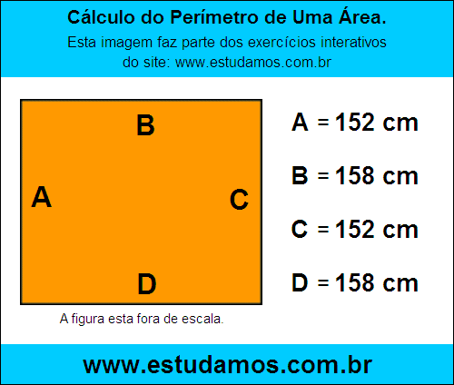 Retângulo Medindo 158 cm na Base e 152 cm de Altura