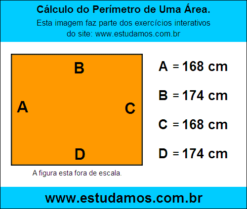 Retângulo Medindo 174 cm na Base e 168 cm de Altura