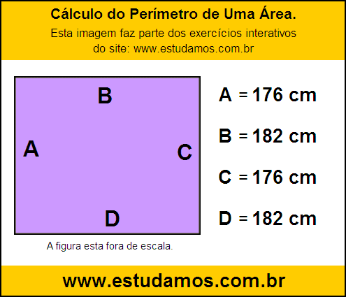 Retângulo Medindo 182 cm na Base e 176 cm de Altura