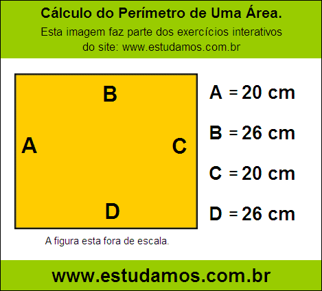 Retângulo Medindo 26 cm na Base e 20 cm de Altura