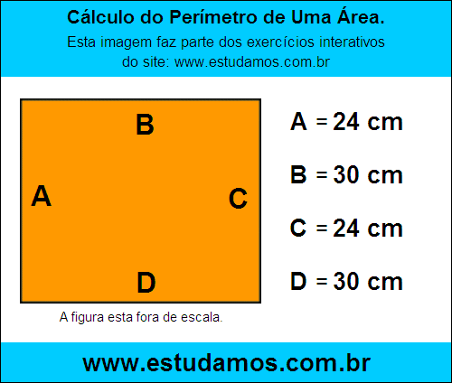 Retângulo Medindo 30 cm na Base e 24 cm de Altura