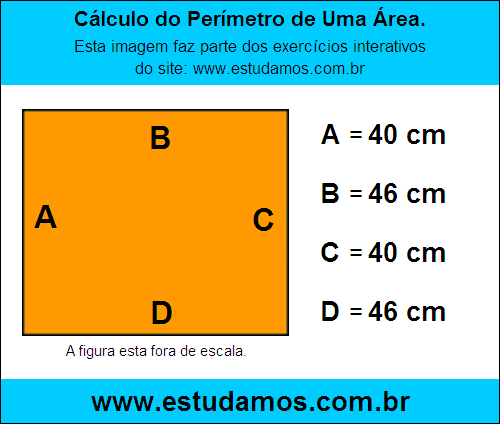 Retângulo Medindo 46 cm na Base e 40 cm de Altura