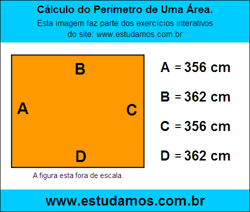 Retângulo Medindo 362 cm na Base e 356 cm de Altura