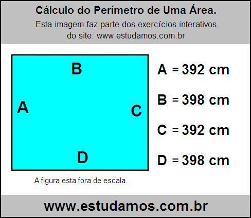 Retângulo Medindo 398 cm na Base e 392 cm de Altura