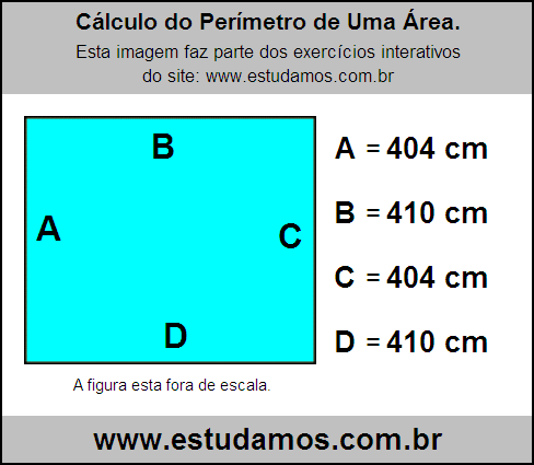 Retângulo Medindo 410 cm na Base e 404 cm de Altura