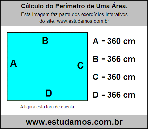 Retângulo Medindo 366 cm na Base e 360 cm de Altura