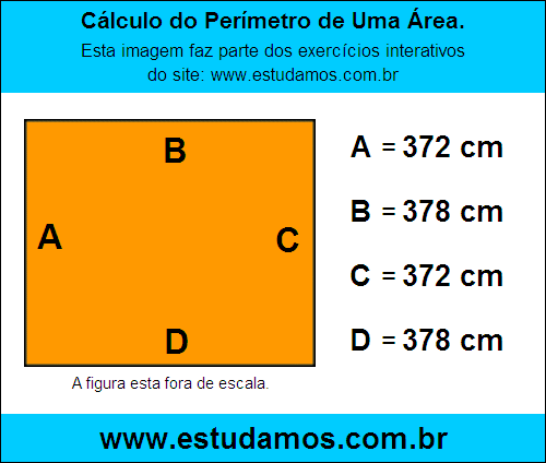 Retângulo Medindo 378 cm na Base e 372 cm de Altura