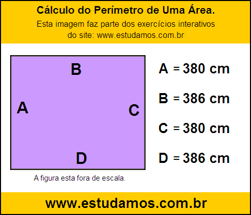 Retângulo Medindo 386 cm na Base e 380 cm de Altura