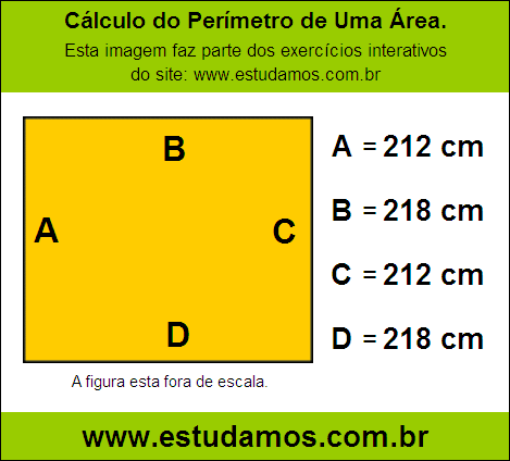 Retângulo Medindo 218 cm na Base e 212 cm de Altura