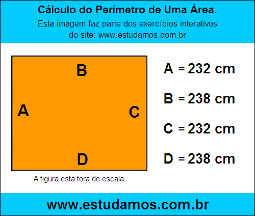 Retângulo Medindo 238 cm na Base e 232 cm de Altura