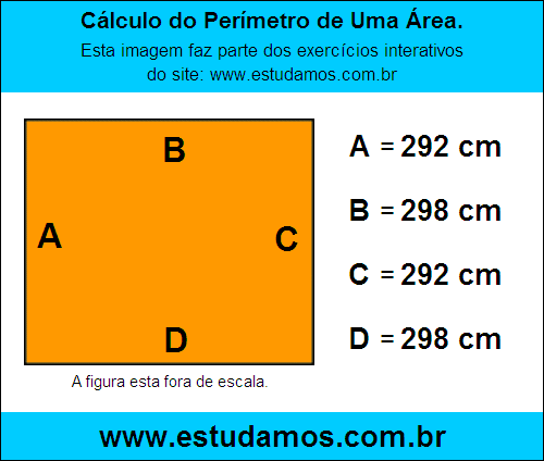 Retângulo Medindo 298 cm na Base e 292 cm de Altura