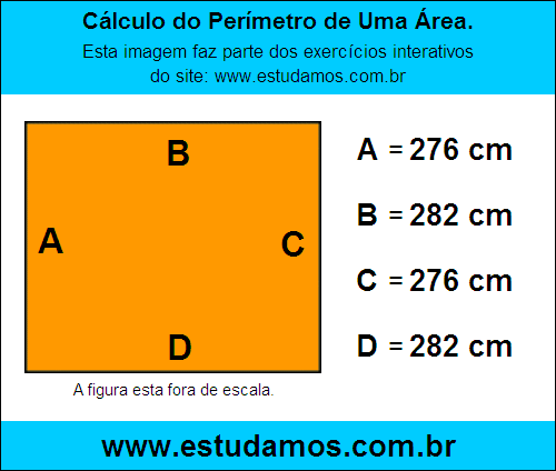 Retângulo Medindo 282 cm na Base e 276 cm de Altura