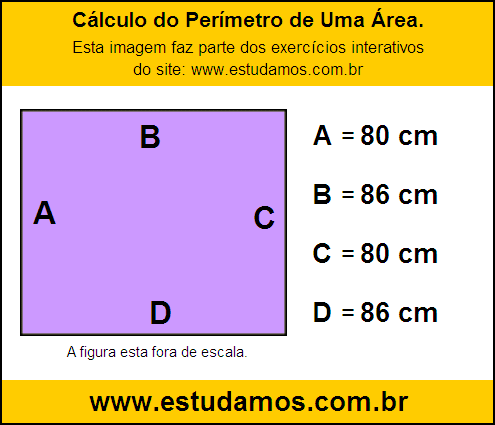 Retângulo Medindo 86 cm na Base e 80 cm de Altura