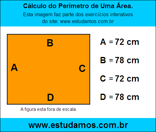 Retângulo Medindo 78 cm na Base e 72 cm de Altura