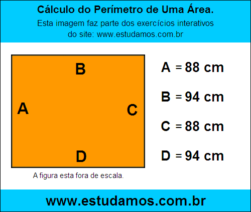 Retângulo Medindo 94 cm na Base e 88 cm de Altura