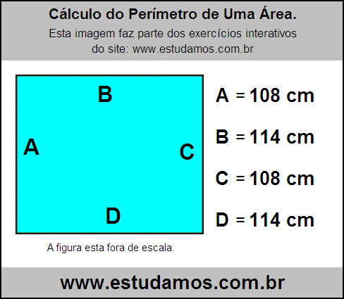 Retângulo Medindo 114 cm na Base e 108 cm de Altura