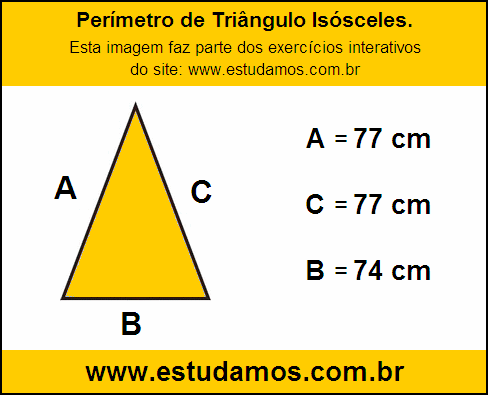 Perímetro Triângulo Isósceles Com a Base Medindo 74 cm