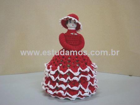 Enfeite Mulher de Crochê e Garrafa Pet